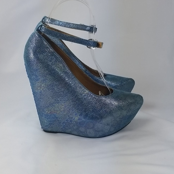 Vtg Jeffrey Campbell Aubrey Blue Snake Platform 7 RARE - Picture 5 of 11